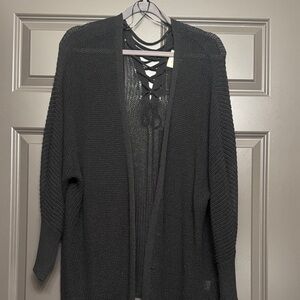 Women's Black Open-Front Sweater